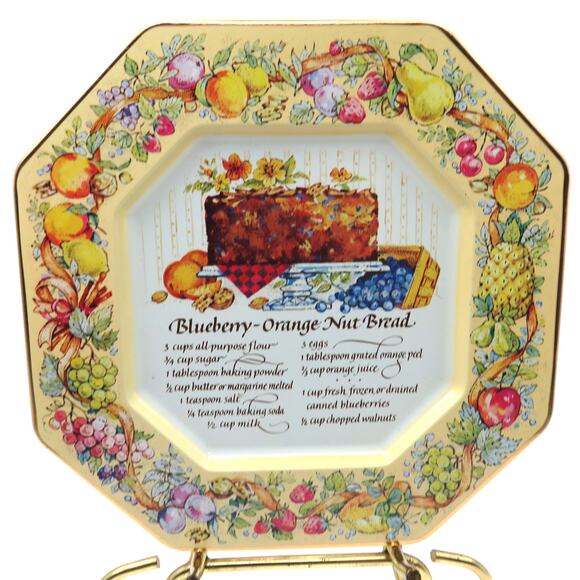 Vintage Avon Recipe Tin Tray Blueberry Orange Nut Bread 1982 Made in England - Picture 13 of 13